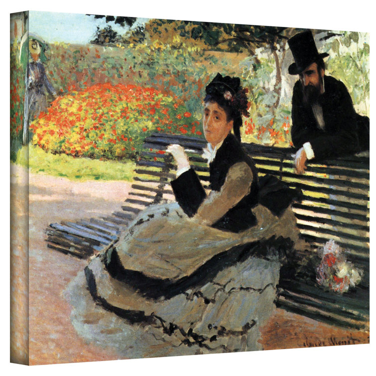 Park Bench On Canvas by Claude Monet Print